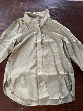 H&M Women’s Light Olive Button-Down Shirt